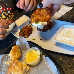 Potatoe Pucks-YUM!!!! My husband and I both agreed that if we lived near here we would come here just for the potato pucks.