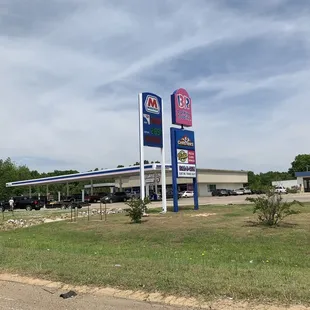 a view of a gas station