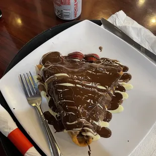 Fantastic Triple Chocolate Crepe with bananas, strawberries &amp; extra dark chocolate !!!