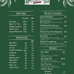 Limited but nice menu.