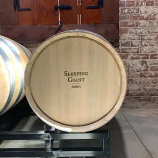 One of the distillery barrels.