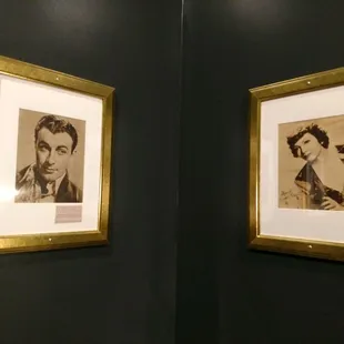 two framed portraits of a man and a woman