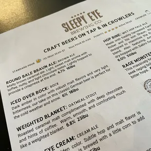Beer menu changes as new brews are added to the roster.