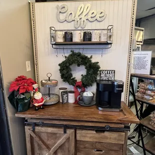 a coffee station in a store