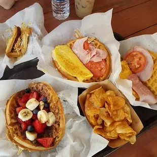 waffles, food
