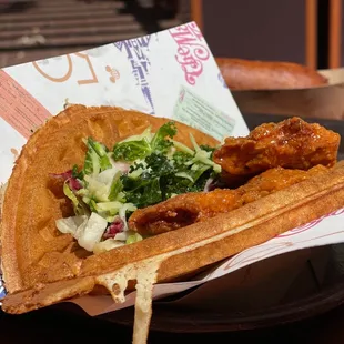 sweet and spicy chicken waffle