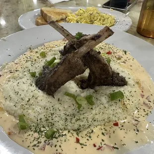 Lamb chops and grits