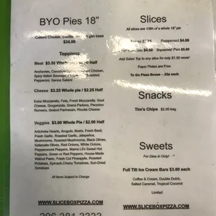 menu