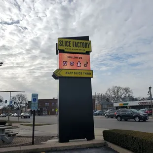 a sign in a parking lot