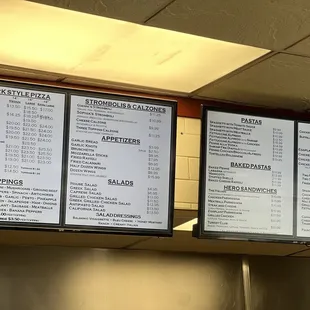 menu and prices