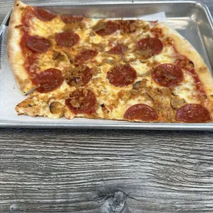 Pepperoni and Sausage, Two slices.