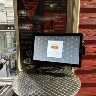 a tablet on a table in a store