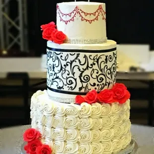 a three tiered wedding cake