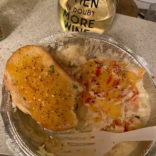 Ravioli with the bread and some vino!