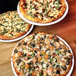 three different types of pizza