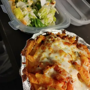 Baked Ziti and Salad. Both were amazing!!