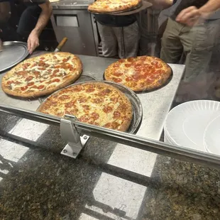 Hot pizzas