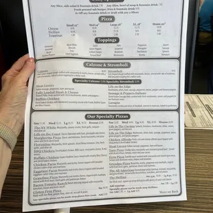 Slice of Life menu (1 side)