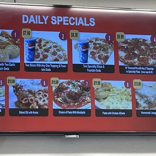 Daily specials menu