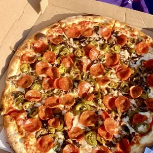 Large pizza with three toppings! $30