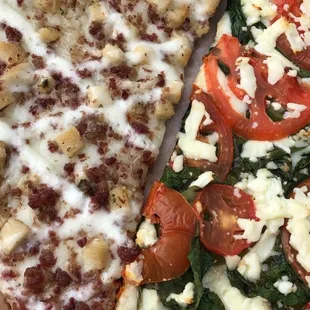 Bacon Chicken Pizza &amp; Roma Spinach Pizza