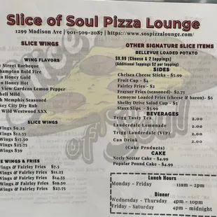 Slices, Sides and Beverages