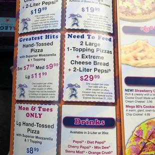 Menu coupons