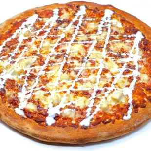 Chicken Bacon Ranch - Mozzarella cheese, tender grilled chicken, topped with bacon and drizzled over with our own ranch