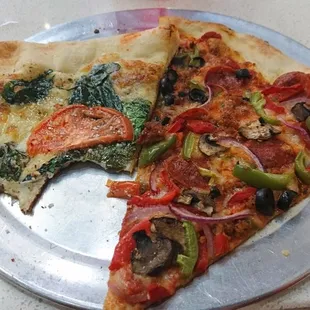 two slices of pizza on a plate