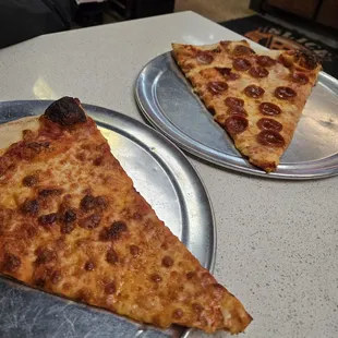 Slice of Cheese and slice of Pepperoni.