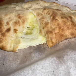 Inside cheese calzone