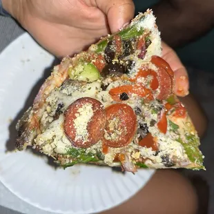 Gluten Dairy-Free Vegan Cheese Slice with veggies