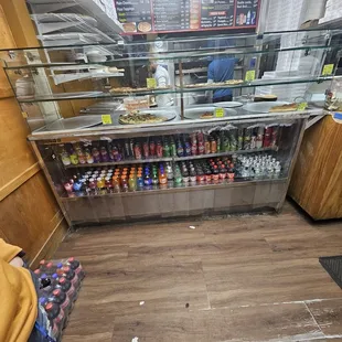 the inside of a deli