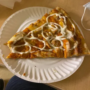 Buffalo Chicken Pizza-  told him to add blue cheese on top after he heated it in the oven