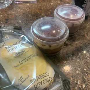 As displayed .... Tiramisu and mango sherbet