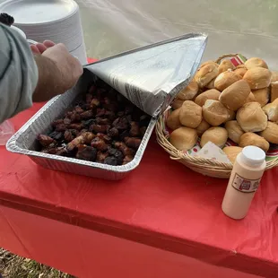 A tray of Taco Bill Burnt Ends at a catering gig