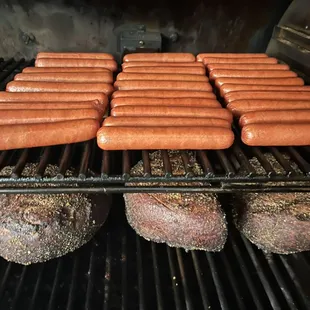 Hot Dogs and Pit Turkey on the smoker