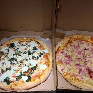 Margherita and Hawaiian pizza