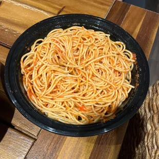 Dry spaghetti with no sauce