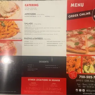 Menu (rear)