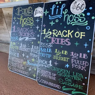 a chalkboard menu