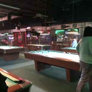 pool tables and people