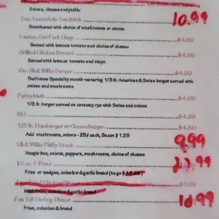 Menu as of 8/29/2023