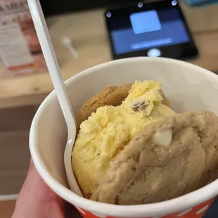 Butter Pecan Ice Cream and White Chocolate Chip Cookies