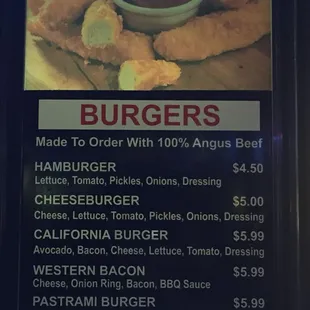 Lunch menu