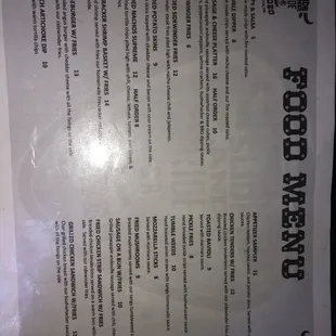 Food menu