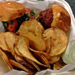 Italy On Wisconsin (left) -- Powerball (right) -- housemade chips with garlic wasabi sauce -- indescribably delish!