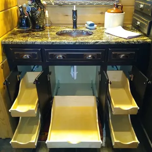 Don't forget the bathroom and bar areas! Perfect for slide outs under the sink and beyond!