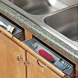 Use the space you have in front of your sink with tip outs.