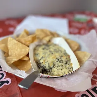 a dip and chips